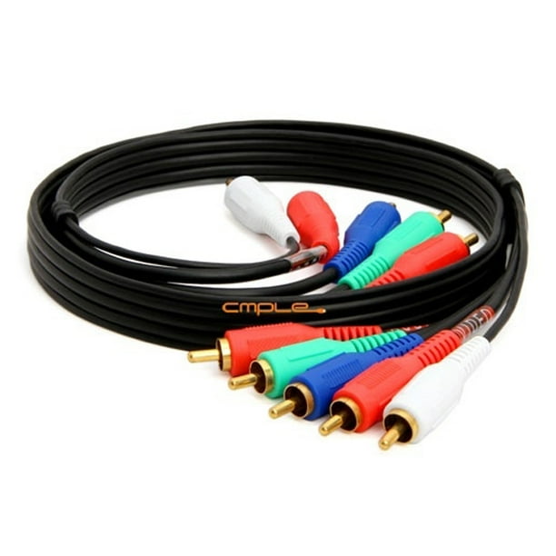 Cmple Component Video Audio Cable 5 RCA Gold HDTV RGB YPbPr 3 FT
