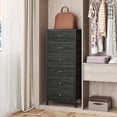 thumbnail image 3 of Furologee 6-Drawer Dresser, Vertical Storage Organizer with Fabric Bins for Bedroom, Living Room, Durable Side Table Nightstand, Black Oak, 3 of 11