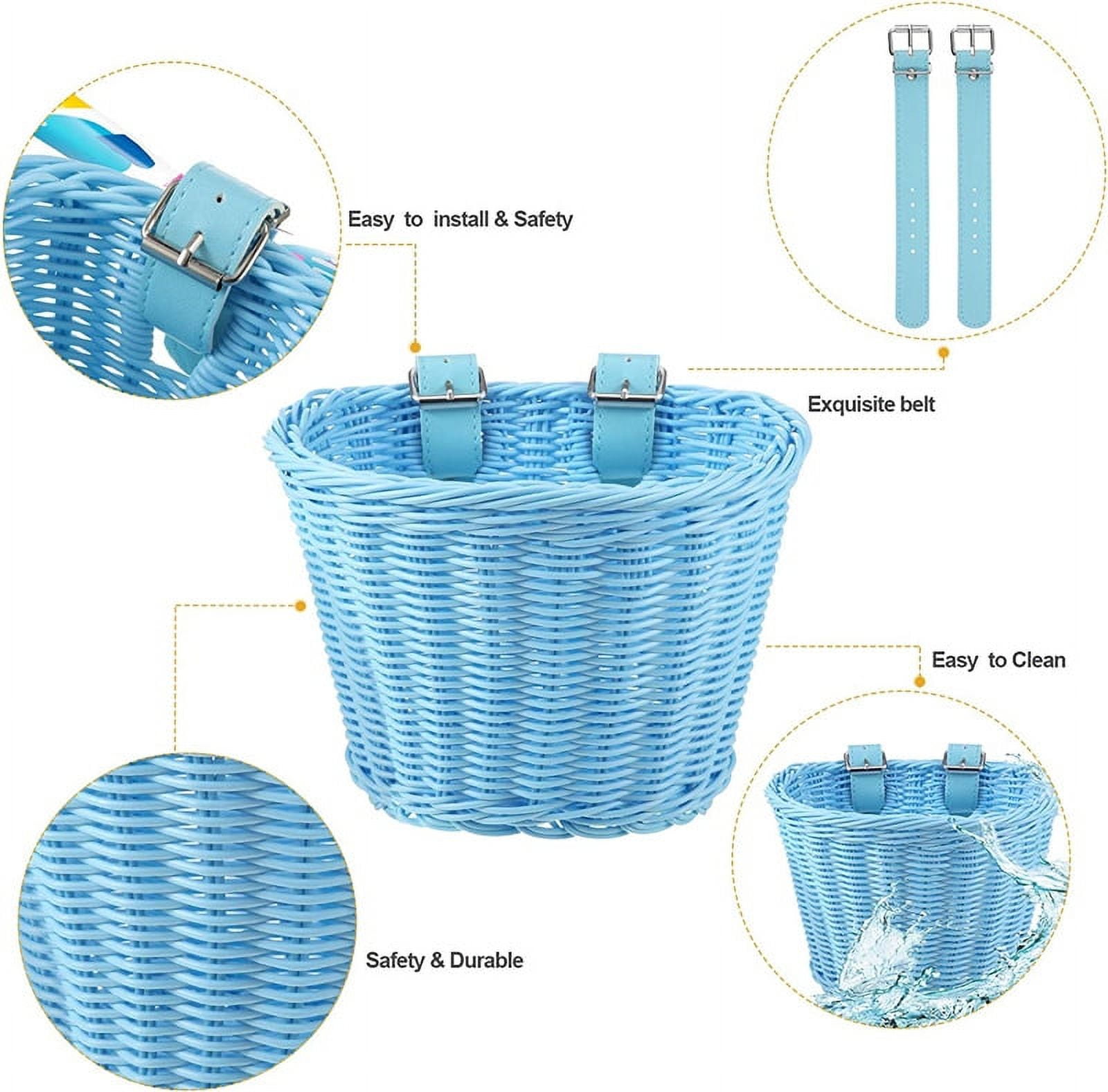 Kid's Bicycle Basket Streamers Set, Front Handlebar Kid's Bicycle Basket, Daisy Bike Bell, 2 Bike Streamer, 30 Kids Cartoon Sticker, Bike Decoration for Toddler Children Kids Girl