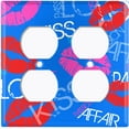 thumbnail image 3 of Metal Light Switch Plate Cover Lipstick Kisses Love Romance Blue LOV005, 3 of 13