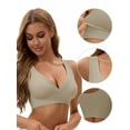 thumbnail image 3 of Unique Bargains Women's Nursing Crossover Wirefree Maternity Bra S Light Brown, 3 of 6