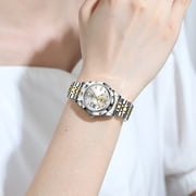 OPK Watches for Women Stainless Steel Fashion Dress Luxury Big Large Face Waterproof Quartz Analog Female Watches with Date Ladies Watch Reloj para Mujer (Gold/Blue/Black Dial)