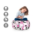 thumbnail image 2 of Geometric Storage Toy Bag Chair, Sixties Ornamental Old Fashioned Shapes in Vintage Design Elements Image, Stuffed Animal Organizer Washable Bag, Small Size, Pink White Black, by Ambesonne, 2 of 3