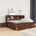 thumbnail image 2 of Euroco Wood Full Size Captain Platform Bed with Storage Headboard, Antique Brown, 2 of 12