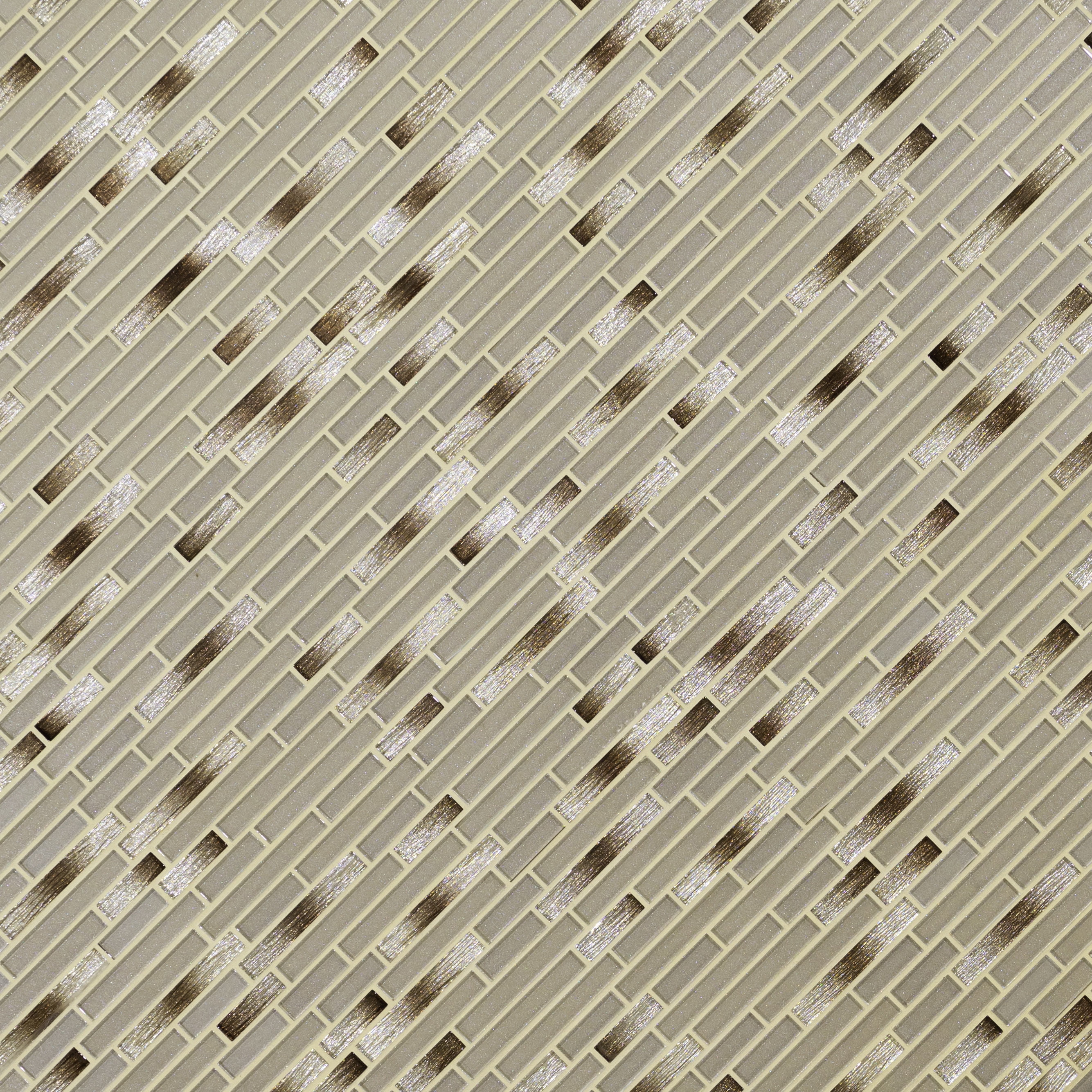 MSI Champagne Blend Interlocking 11.75 in. x 12 in. x 6mm Glass Mesh-Mounted Mosaic Tile (14.7 sq. ft./Case)