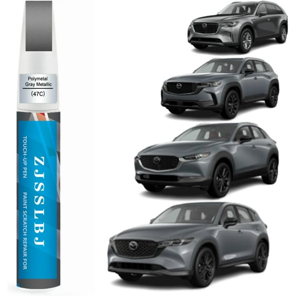 Car Touch Up Paint(Polymetal Gray Metallic(47C)) for Mazda, Car Paint Scratch Repair Kit, Quick & Easy Solution to Repair, 2 in 1 Scratch Remover Pen with Color-Matched