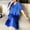 Blue, variant on Royisotas Hot Pink Nightgowns for Women V-Neck Silky Pajamas Pleated Long Loose Casual Womens Nightdress Comfortable
