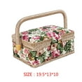 thumbnail image 2 of Small Sewing Basket Printed Design Sewing Tools Storage Box with Built-in Pin Cushion Interior Pocket, 2 of 9