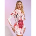 thumbnail image 3 of Sxiwei Womens Halloween Costume Skeleton Print Long Sleeves Dress Carnival Party Cosplay Mini Dress Nurse Uniform M, 3 of 8