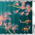 thumbnail image 1 of Rideau de Douche Élégant Turquoise avec Motif Floral et Design de Poissons Colorés, 1 of 4