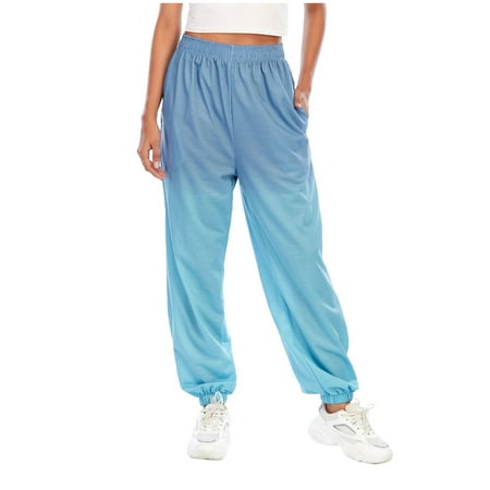 

Dadaria Sweatpants Women Baggy Cheap Elastic Waist Baggy Gradient Printing Sweatpants Joggers Lounge Pants Blue S Female