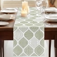 thumbnail image 3 of Table Runners 90 Inches Long Dress Scarves, Sage Green Geometric Farmhouse Coffee/Dining/Kitchen Table Runner for Living Room, Moroccan Chic Abstract Plaid Art 13x90 Inch, 3 of 9