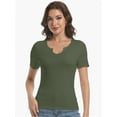 thumbnail image 5 of Long Sleeve Shirts for Women Basic Casual V Neck Tops Ribbed Slim Fitted Blouse, 5 of 6