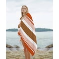 thumbnail image 2 of Burnt Orange Farmhouse Beach Towels Oversized Super Absorbent, Orange Brown Striped Lightweight Bath Towel Quick Dry Sets For Bathroom/Pool/Rv Camping/Beach Play/Gym Room/Picnic 31"x62", 2 of 8