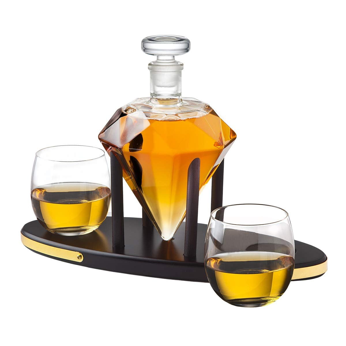 Whiskey Decanter Diamond set with 2 Cocktail Whisky