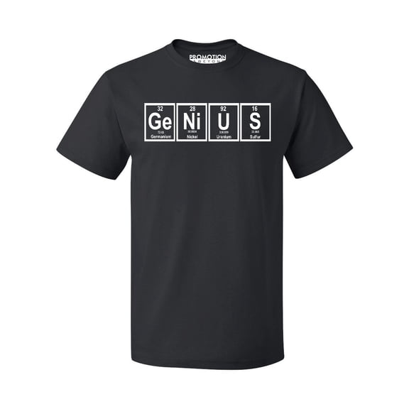 P&B Genius Periodic Table Funny Men's T-shirt, Black, L