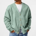 thumbnail image 3 of Havenx Men's Cardigan Sweater Waffle Knit Button Up Sweater V Neck Long Sleeve Textured Cardigans Loose Relaxed Fit Lightweight Clothes,Light Green 5XL, 3 of 6