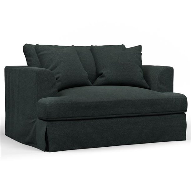 Sunset Trading Newport Slipcovered Chair & A Half Sofa Dark Gray