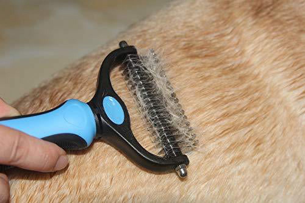 Maxpower Planet Pet Grooming Tool - Dematting and Shedding Brush Undercoat Rake Comb for Dogs and Cats,Double Sided and Extra Wide,Blue - image 2 of 8