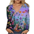 thumbnail image 2 of Aloohaidyvio Tops and Blouses ,Womens Casual Tops Loose V-Neck Tie-Dye Printing Long Sleeve T-Shirt, 2 of 4