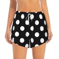 thumbnail image 2 of Balery Black and White Polka Dot Pantalones cortos deportivos para mujer con forro y dos bolsillos, elásticos, para entrenamiento, gimnasio, yoga-X-Large, 2 of 7