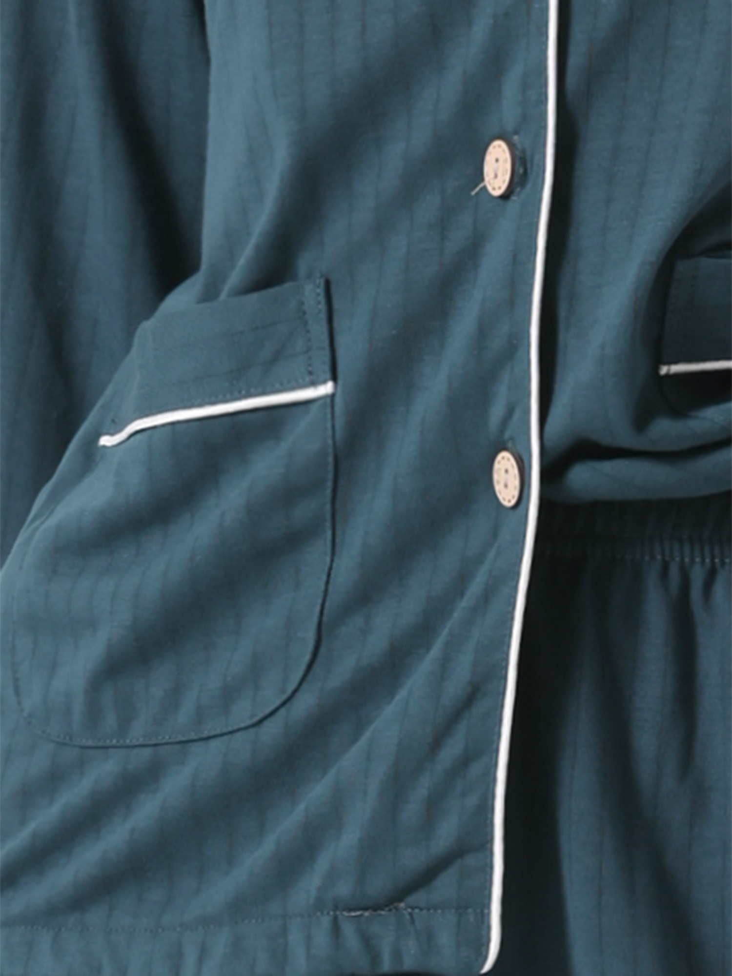 DARING DIVA Cotton Pajamas Long Sleeve Lounge Sets Button Down Pants S Lake Blue