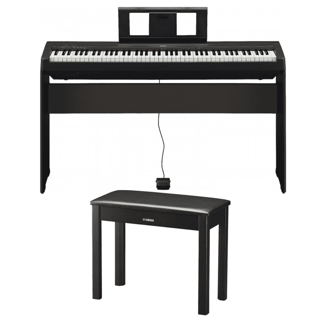 Teclado Yamaha P45 Con Base Original de Madera Pedal Sustain y Banco de Madera