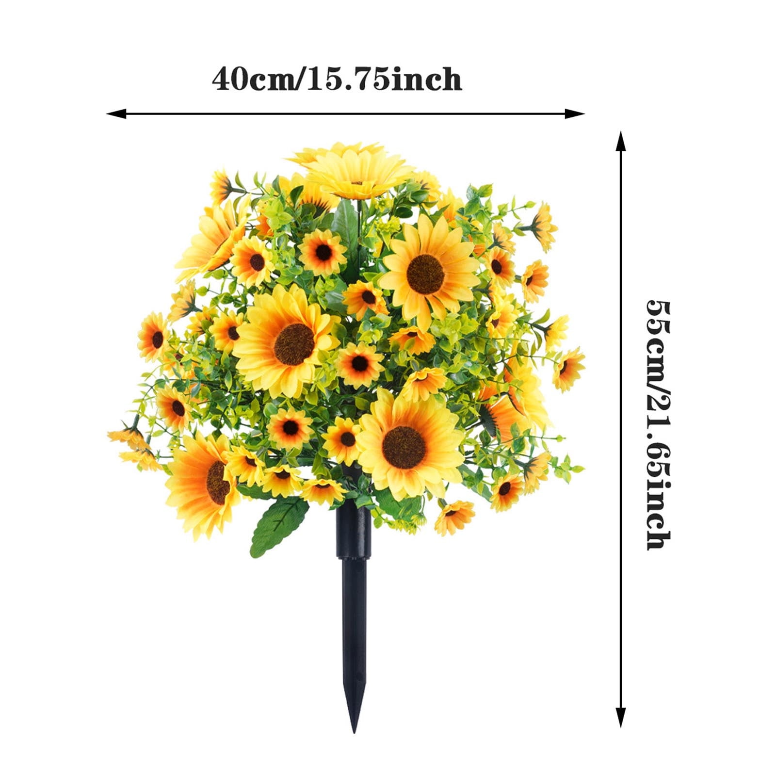 22in Exquisite Artificial Boxwood Sunflowers Topiary Trees with Ground Spikes,Indoor Outdoor Artificial Bushes Plants,Durable Weather Shrubs Flower Tree for Porch Yard Decor