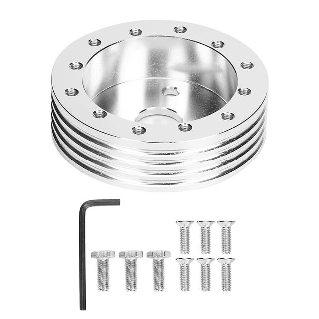 Espaciador de cubo de volante de aluminio de 1 pulgada para ruedas de 5 o 6 orificios a adaptador de 3 orificios (plateado)