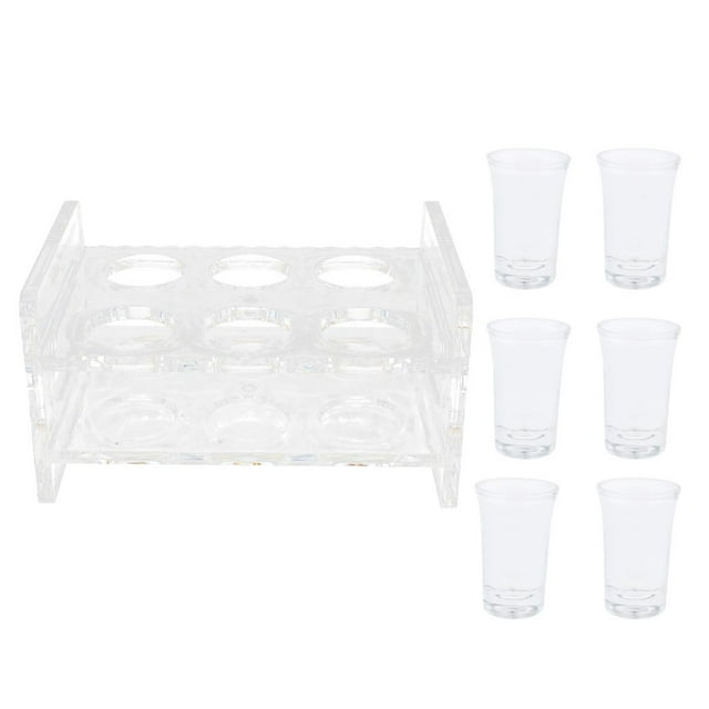 de 6 vasos de de 45 ml con soporte acrílico , incluye 6 vasos de pesada para barware, , bra