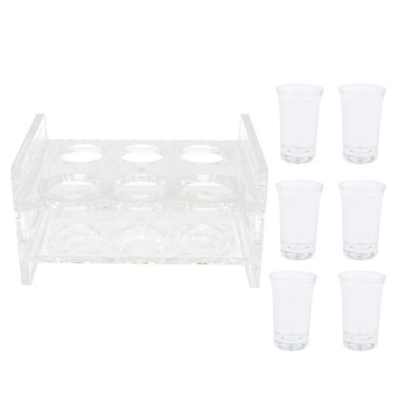 de 6 vasos de de 45 ml con soporte acrílico , incluye 6 vasos de pesada para barware, , bra