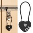 thumbnail image 2 of 3 Digit Combination Lock with Steel Cable, 3.54X1.57" Heart Shaped Anti-Theft Password Padlock, Mini Combo Lock with Code, Cute Small Lock for Luggage Backpack Zipper Bag Drawer Gym Locker Storage, 2 of 4