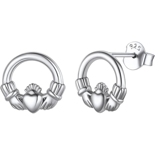 Plata 925 Aretes Mujer Aretes De Plata 925 Pequeños Pendientes de Nudo Celta/Mariposa/Corazón/Hojas/Cruz Joyeria Moderna Regalos Accesorios Para Mujer Cumpleaños