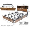 thumbnail image 4 of Full Bed Frame with Storage Headboard & USB Ports, Metal Platform Bed, 4 of 5