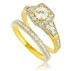 Real 925 Sterling Silver Goldtone with Multiple Cz Stone Engagement Ring 2 Piece Set Sizes 6-9 (8)