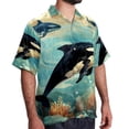 thumbnail image 2 of Whale Men's Hawaiian Shirt, Button Down Poplin Short Sleeve Casual Summer Beach Printed Unisex Shirts, 2 of 6