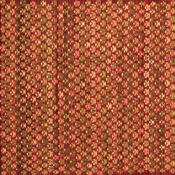 Ahgly Company Indoor Square Abstract Orange Contemporary Area Rugs, 7' Square