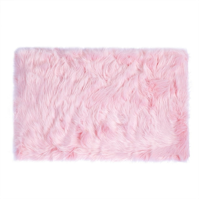 Unique Bargains Soft Faux Sheepskin Fur Solid Plush Area Rug Carpet Pad for Bedroom Floor Mats Rectangle