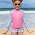 thumbnail image 3 of GYRATEDREAM Girls 2 Pieces Rash Guard Swimsuit Long Sleeve Tankini for 6-10 Years, 3 of 9