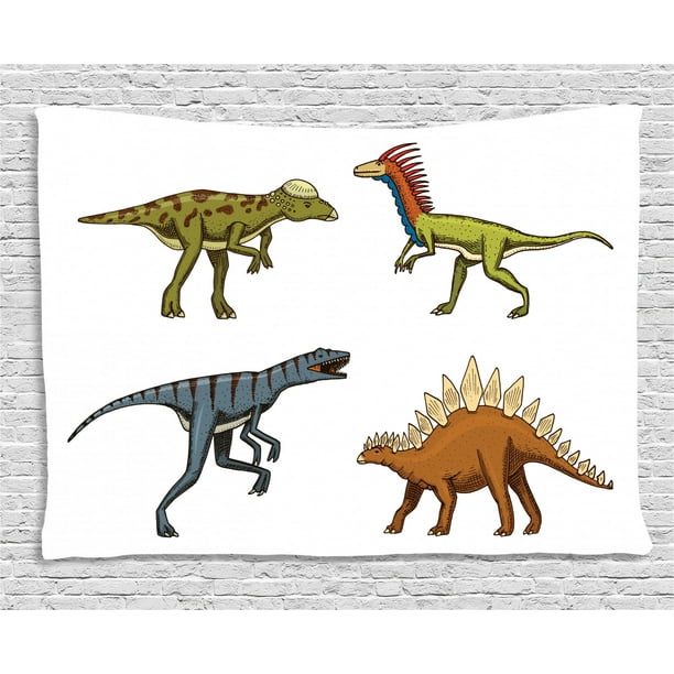 Dinosaur Tapestry, Wild Fossils Prehistoric Scary Animals Reptiles Look Like Dragons Fantasy Print, Wall Hanging for Bedroom Living Room Dorm Decor, 60W X 40L Inches, Multicolor, by Ambesonne Dinosaur Tapestry, Wild Fossils Prehistoric Scary Animals Reptiles Look Like Dragons Fantasy Print, Wall Hanging for Bedroom Living Room Dorm Decor, 60W X 40L Inches, Multicolor, by Ambesonne