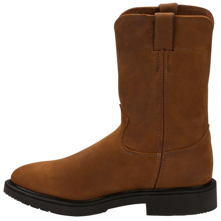 Justin Mens Conductor Size 10.5D Black Leather Round Soft Toe Work Boots Justin Men main image 3