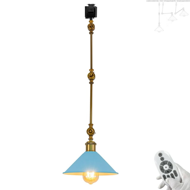 FSLiving J Type Track Lighting, Adjustable Ceiling Lighting Remote Control with Dimmable Color Changing Smart LED Edison Bulbs DIY Ceiling Spotlight J Track Mounted, Macaron Blue - 1 Light