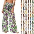 thumbnail image 1 of Pincandy Women See Through Sheer Mesh Pants Beach Swimsuit Bikini Bottom Cover up Party Club Elastic High Waist Wide Leg Pants, 1 of 7