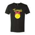 thumbnail image 2 of Wild Bobby, Tennis Mom Cute Bow Ribbon Tennis Ball, Mother's Day, Men Premium Tri Blend T-Shirt, Vintage Black, Medium, 2 of 3
