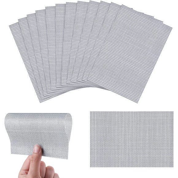 Jinsinto 16 Pcs Window Screen Repair Kit 5 x 7 Inch Screen Repair Tape Self Adhesive Screen Repair Patch Fiberglass Replacement Screens for Windows Doors Tent Net to Cover Holes