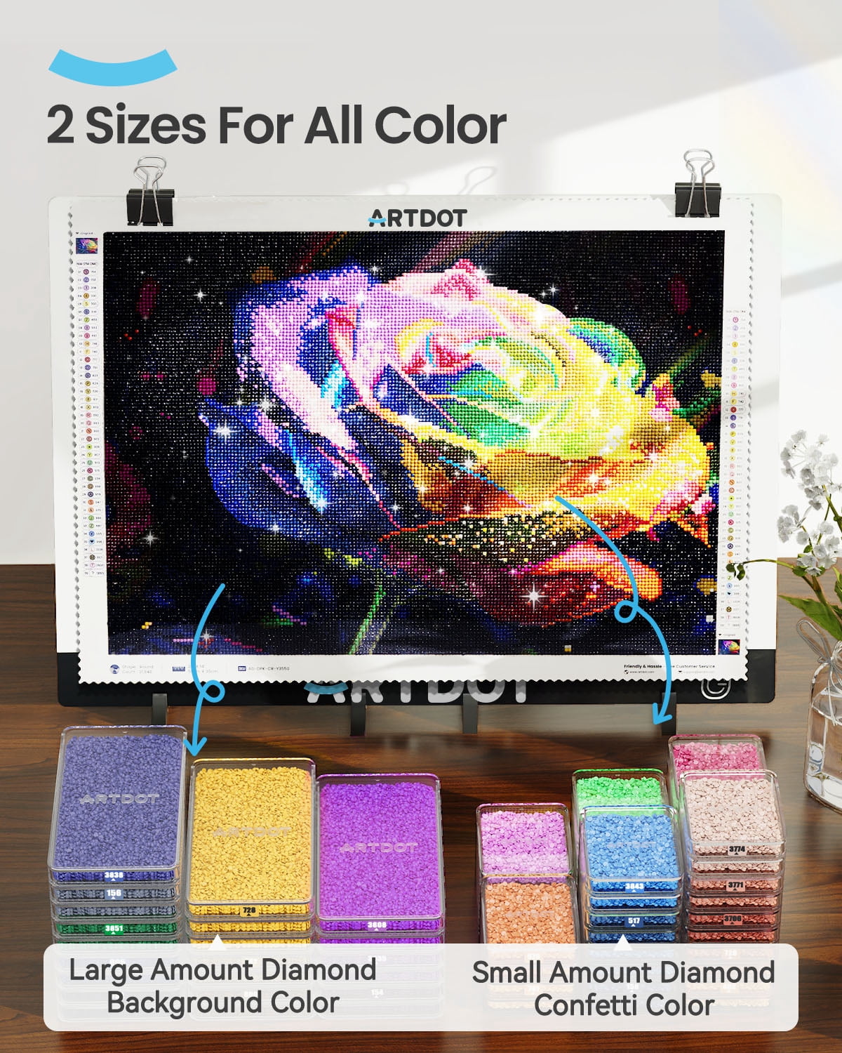 ARTDOT 60-Piece 2-in-1 Stackable Diamond Painting Storage Trays with Lids, Plastic Craft Organizer Box for Beads and Tools
