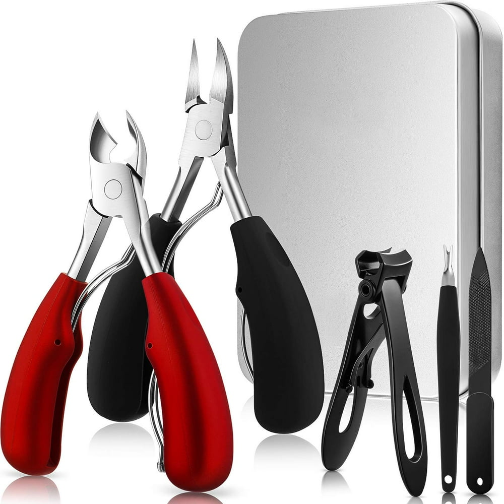 5 Pieces Nail Clipper Set Includes 2 Thick Toenail Clipper, Wide Jaw