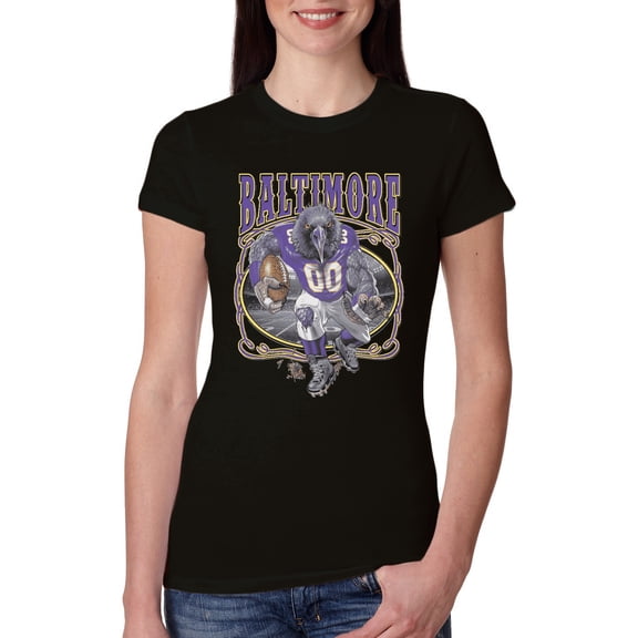 Wild Bobby, Baltimore Fan | BAL Fantasy Football ,Sports, Women Slim Fit Junior Tee, Black, Small