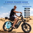 thumbnail image 4 of Tamobyke T60 Electric Bike for Adults, 750W 28MPH, 48V 18.2Ah Battery, 20" Fat Tire E-Mountain Bike, Full Suspension,Class 3,UL2849, 4 of 11