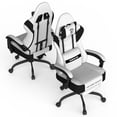 thumbnail image 6 of SOONTRANS Fabric White Gaming Chair with Footrest, Linen Ergonomic Computer Chair with Massage Lumbar Pillow, Gamer Chair with Adjustable Headrest, Comfortable Office Chair for Home, White, 6 of 10